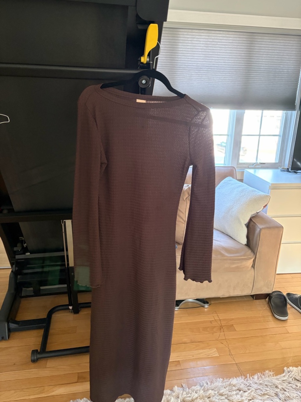 Forever 21 Dark Brown Long-Sleeve Midi Dress
